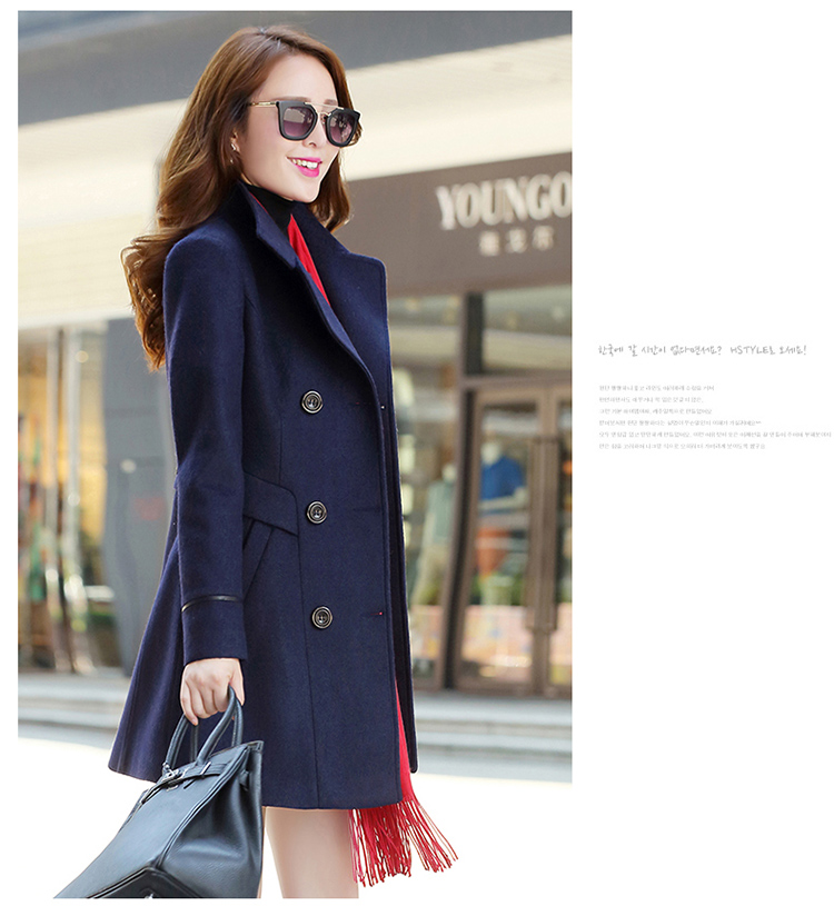 The Qian The Rhyme 2015 autumn and winter new Korean version in the Sau San Long Large? double-female coat a wool coat jacket coat? female gross navy blue M picture, prices, brand platters! The elections are supplied in the national character of distribution, so action, buy now enjoy more preferential! As soon as possible.