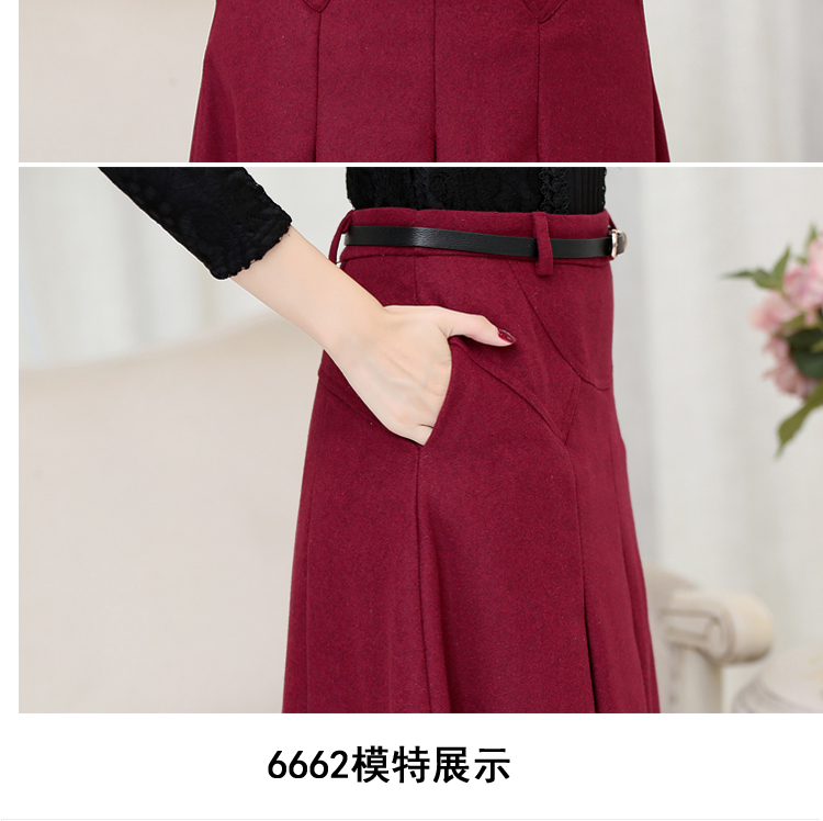 简松 秋冬2015新款加厚羊毛呢半身长裙 女大摆毛呢A字半身裙 JS1373 6665黑色 M
