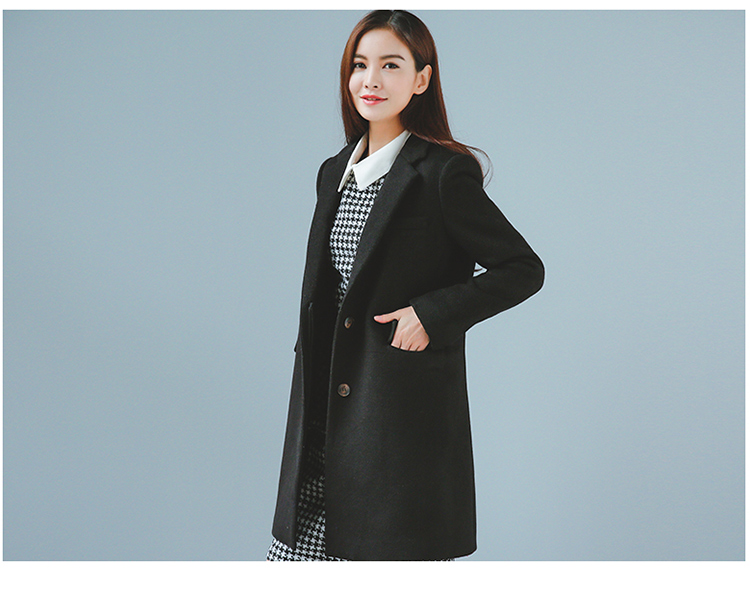 良衣尼朵2015冬季新款大衣女中长款韩版羊毛绒厚毛呢外套风衣女 驼色 M
