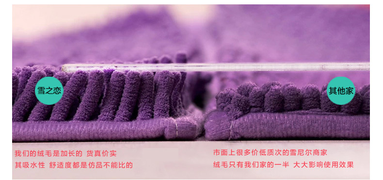 
                                                            月之吻 雪尼尔地垫 卧室书房门垫脚垫 入户门厅浴室地垫子 可水洗 大红色 60*90CM                