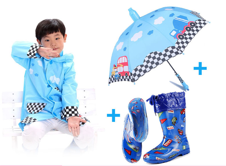 蓝蚂蚁男女小学生雨衣儿童雨衣披时尚加厚卡通雨衣雨伞雨鞋套装 蓝蚂蚁粉兔雨衣+粉蜜蜂伞+粉梅花鞋 S