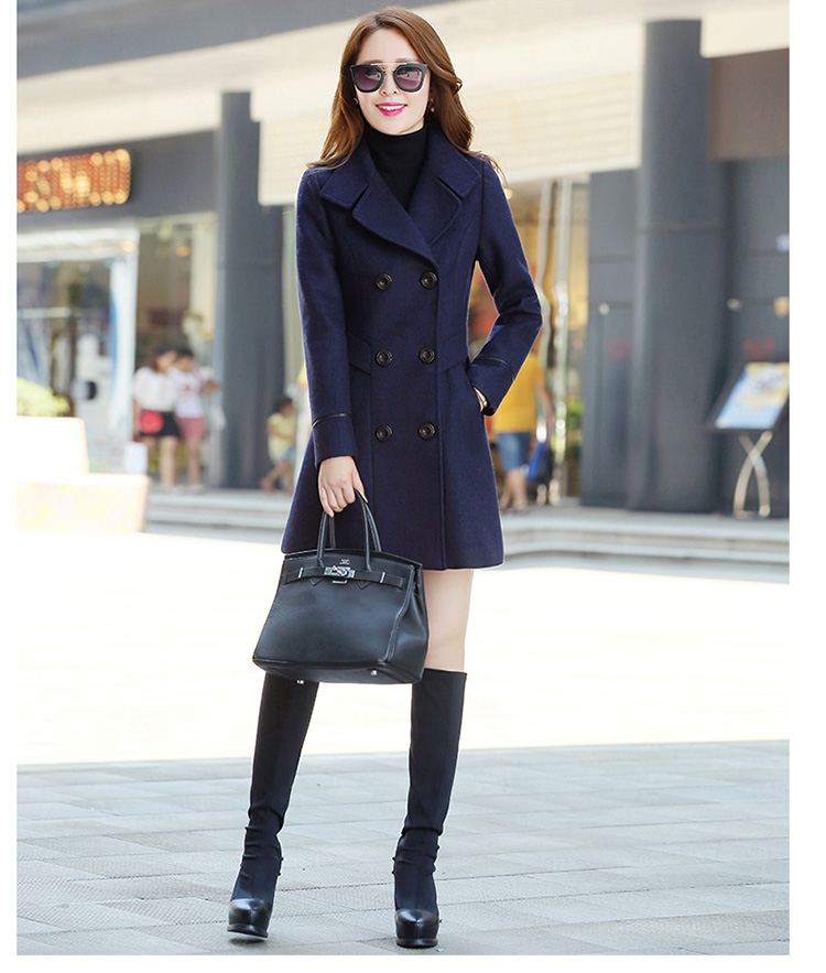 The Qian The Rhyme 2015 autumn and winter new Korean version in the Sau San Long Large? double-female coat a wool coat jacket coat? female gross navy blue M picture, prices, brand platters! The elections are supplied in the national character of distribution, so action, buy now enjoy more preferential! As soon as possible.