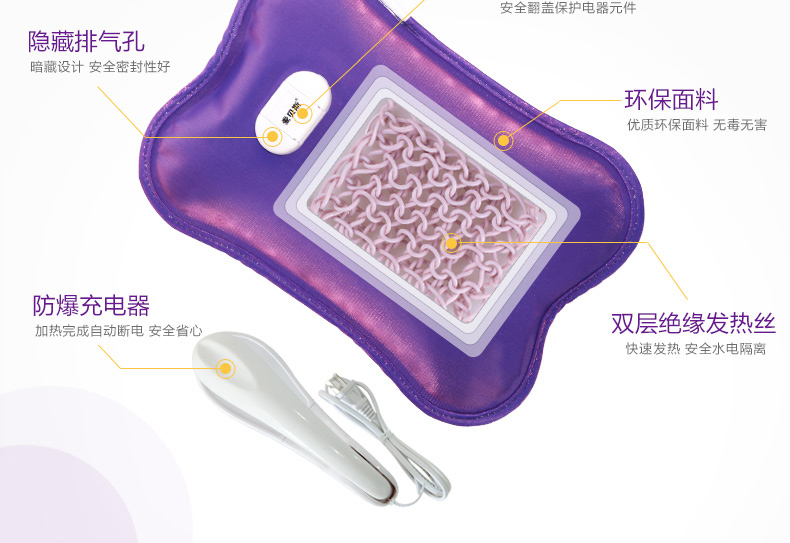 爱贝斯暖手宝电热水袋充电注水暖手宝玩偶音乐熊电暖水袋AY15071013 蓝色(呆呆熊)