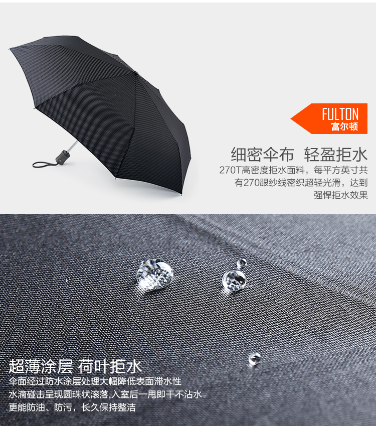 富尔顿商务自动折叠伞木柄质感复古绅士雨伞超大进口礼品雨伞男士 霍斯顿Menzies