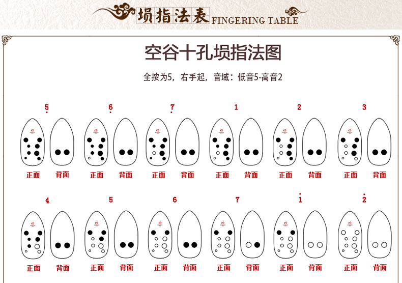 空谷埙 专业中档10孔双腔埙g调 专业演奏练习十孔埙f调 可水洗埙 埙