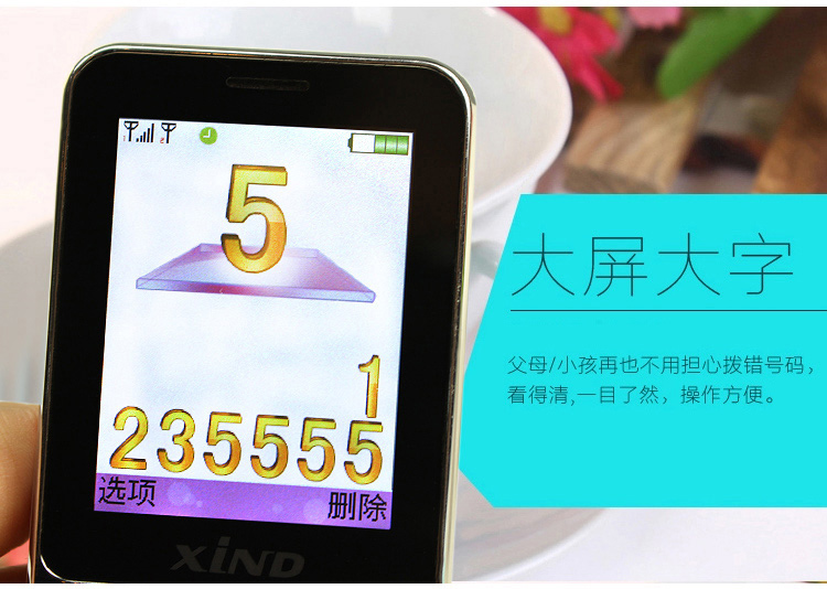 心迪(XIND) 399H 移动/联通2G 老人手机 双卡双待 粉色