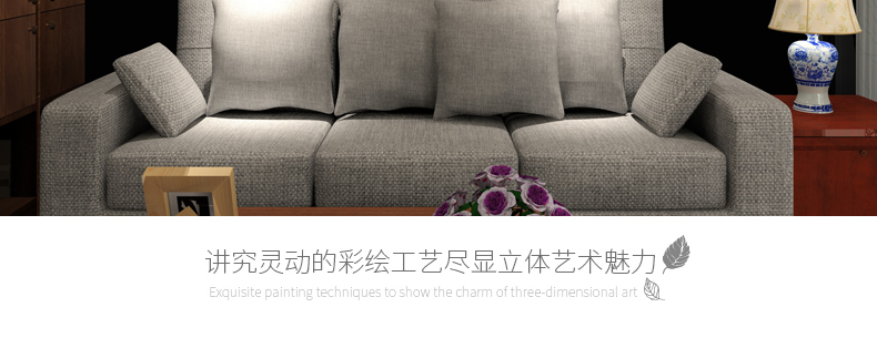 全悦 树脂浮雕画立体沙发背景墙壁画客厅装饰画玻璃冰晶画三联现代挂画 60*60CM