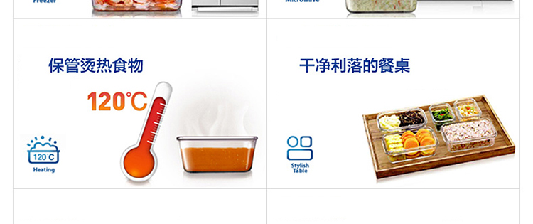 三光云彩 glasslock韩国钢化玻璃保鲜盒饭盒微波加热便当盒 2件套装配保温包 GL12-A/715ml*2