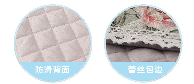 草色帘青亚麻沙发垫蕾丝防滑四季布艺沙发套沙发坐垫韩式沙发巾罩 小花边-浅绿色 110*210cm 一条