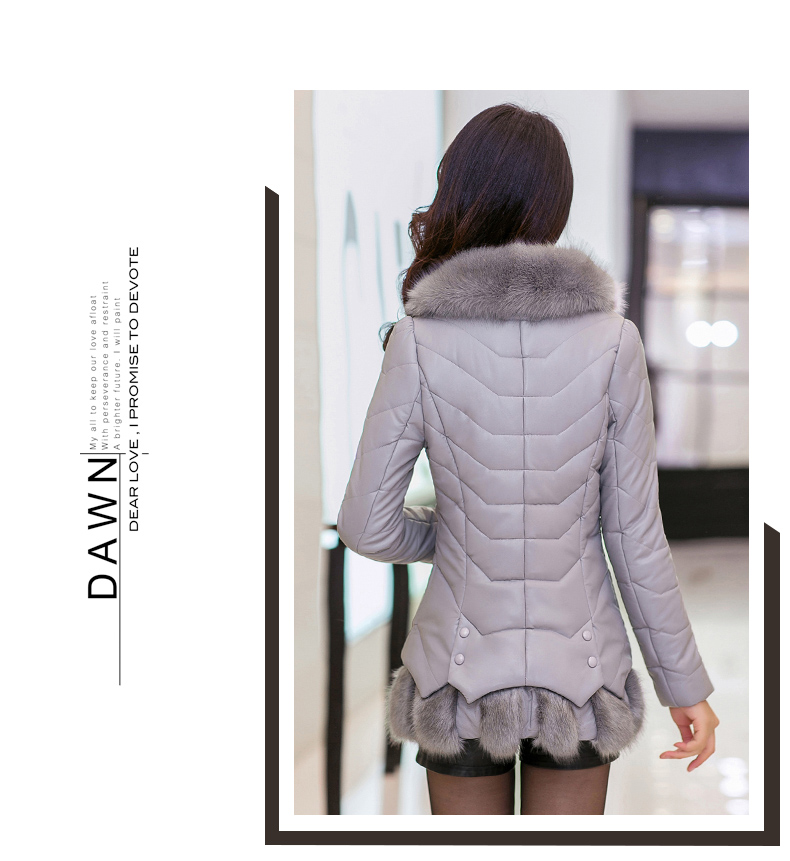 伊索琳2015冬季女装外套棉衣女棉服新款大毛领皮衣潮韩版 黑 色 L