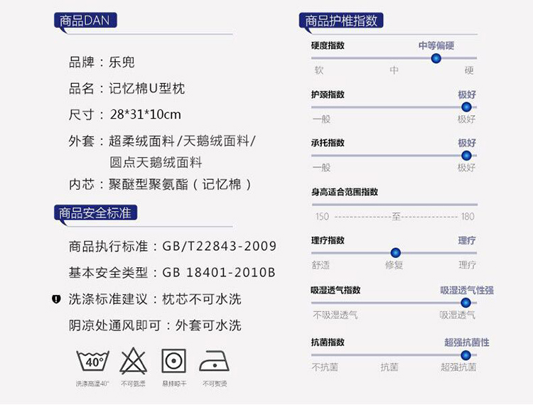 U型枕护颈枕颈椎旅行脖子记忆枕记忆棉慢回弹U型枕头午睡 大头颈枕水晶超柔紫色