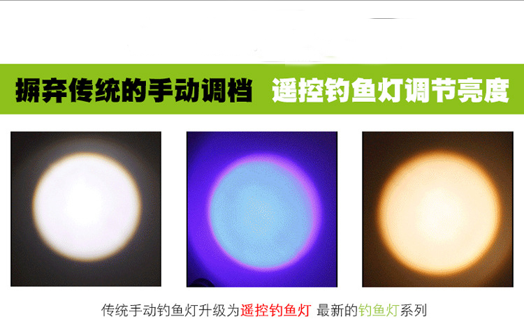 C20 15w智能遥控 三光源 钓鱼灯 led蓝光 紫光 夜钓灯 蓝光+白光+黄光 全配套餐