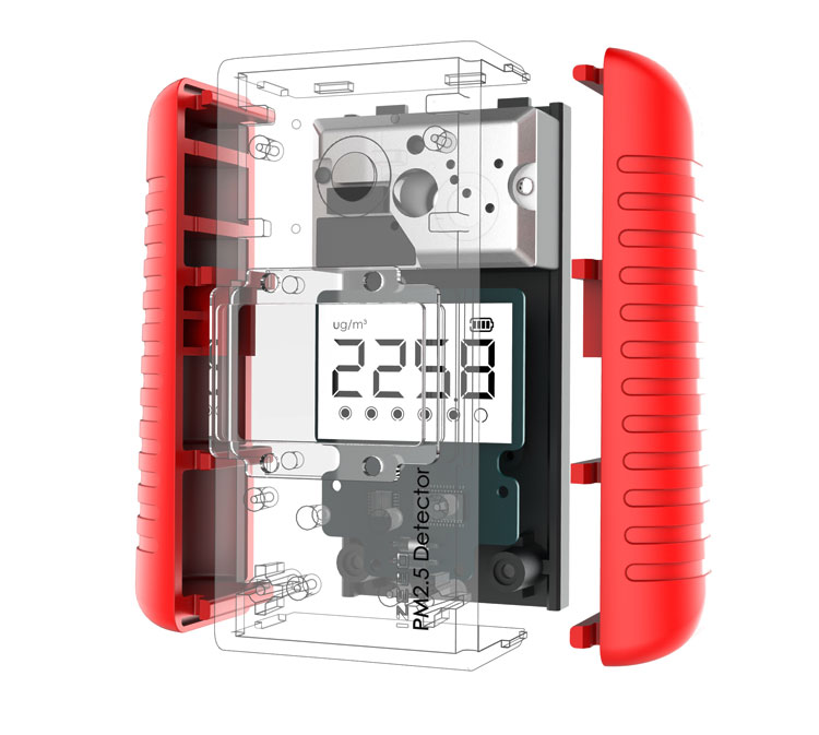 
                                        艾吉奥家用PM2.5检测仪雾霾PM2 5检测仪粉尘检测仪器霾表空气质量检测仪环境测霾监测仪 釉底红                
