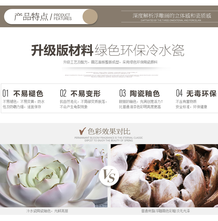 
                                        棕榈树（palmtree） 客厅沙发背景墙装饰画现代简约挂画花卉立体浮雕画三联无框画壁画 午后心情 60*60*3                