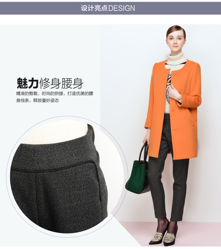 休闲裤女长裤 香影2015冬装新款修身显瘦撞色拼接淑女百搭直筒裤 黑色 L