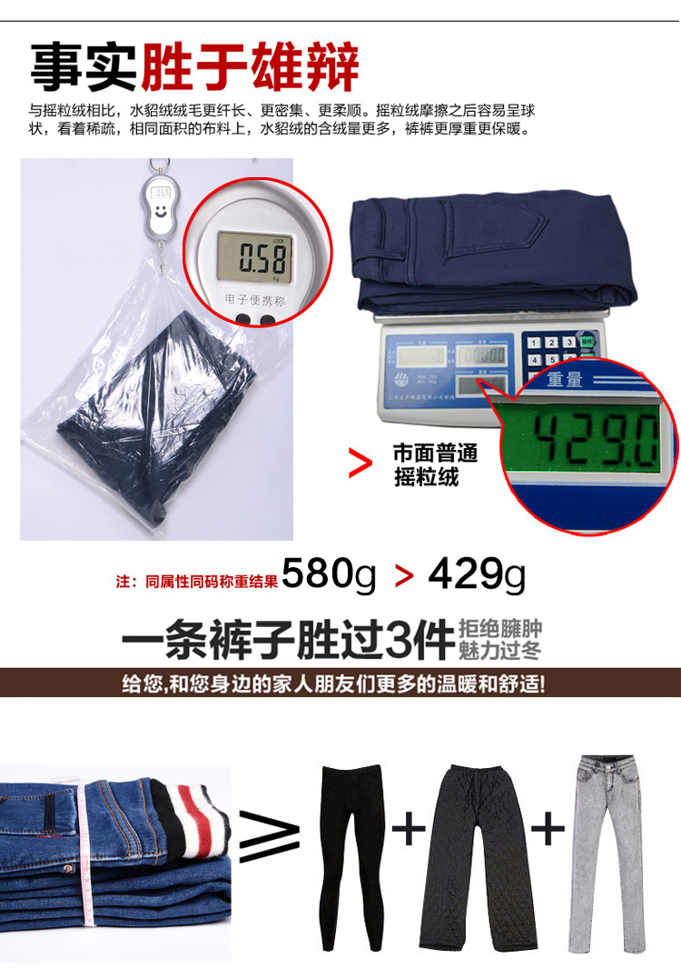 夏洛茜2015冬季新款加绒加厚中腰牛仔裤女 修身显瘦加绒保暖小脚裤铅笔长裤冬 深蓝色 32
