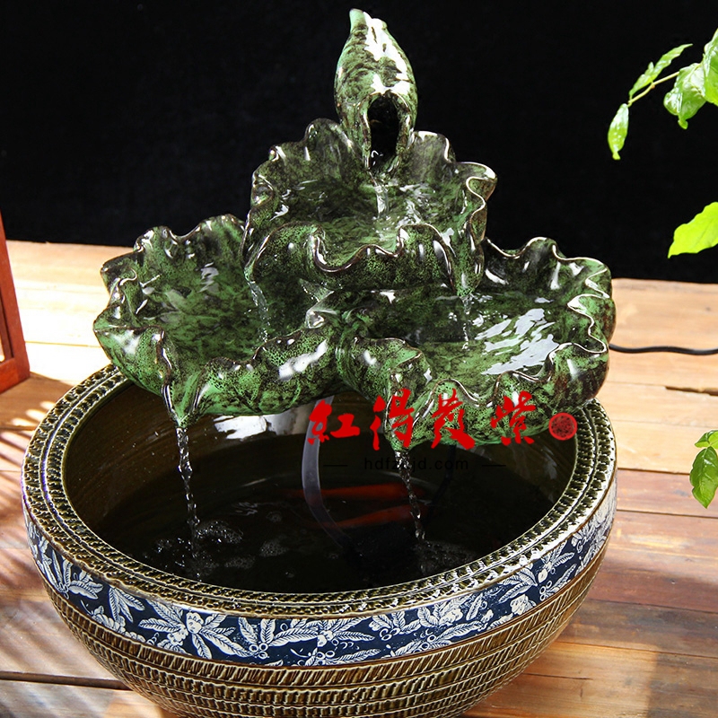 
                                                                                红得发紫景德镇陶瓷流水客厅创意家居摆件工艺品装饰品鱼缸喷泉 A款大号缸直径48CM高38CM                