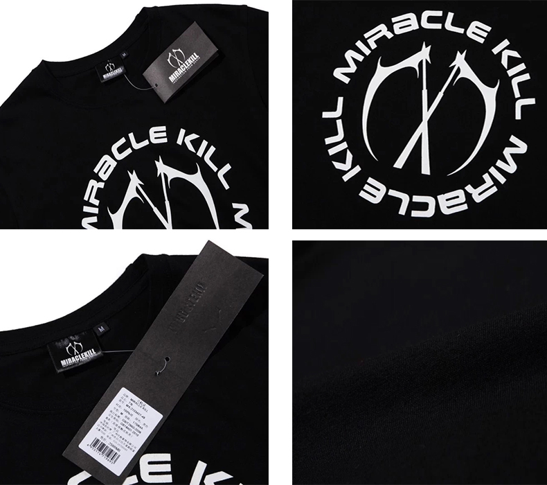 mk双刀miracle kill暗黑风经典logo大圆圈夜光款潮牌男装短袖t恤 黑色