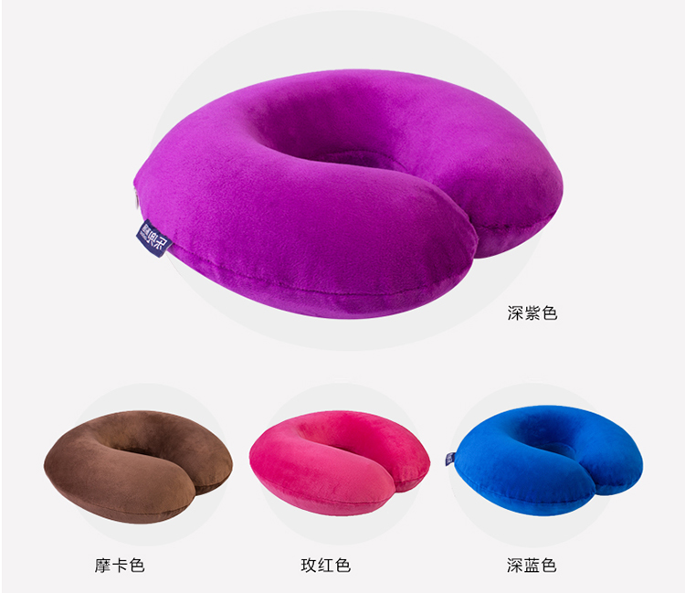 U型枕护颈枕颈椎旅行脖子记忆枕记忆棉慢回弹U型枕头午睡 大头颈枕水晶超柔紫色