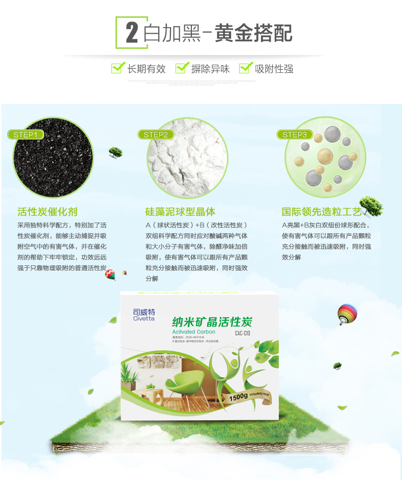
                                        司威特 活性炭包除甲醛 纳米矿晶除甲醛清除剂活干燥剂 6000g(120平)高端超值版                