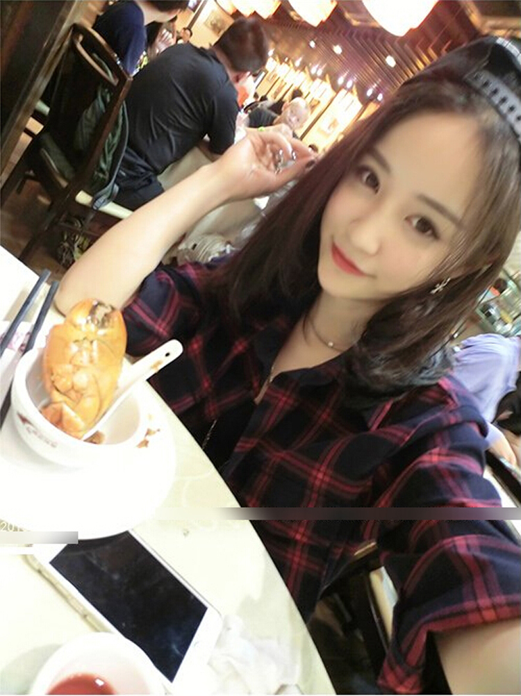 幸福时光 2015秋装上新韩版棉麻个性时尚格子长袖衬衫女款长款 红色格子