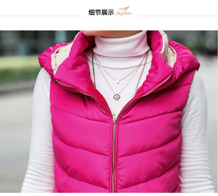 歌姿蕾2015马甲女秋冬外套中长马夹背心坎肩修身连帽棉 黄色 XL