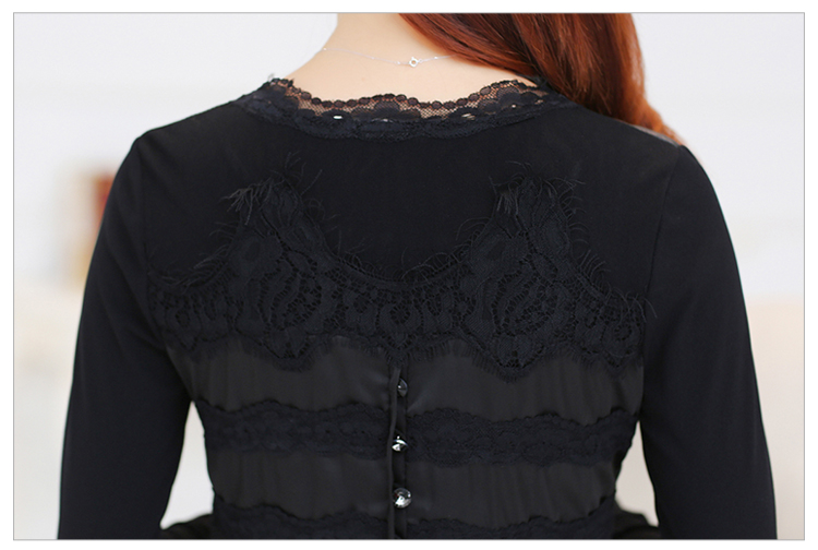 Mr. Qian 2015 autumn and winter large new women's dresses Korean stitching PU Coated shirt graphics plus lint-free in thin long lace shirt W108 Extremity black. XXL picture, prices, brand platters! The elections are supplied in the national character of distribution, so action, buy now enjoy more preferential! As soon as possible.