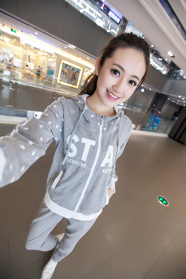 怡雅格（Eeyager）新款女装开衫卫衣女春秋时尚韩版长袖运动服连帽套装 粉红色 XL
