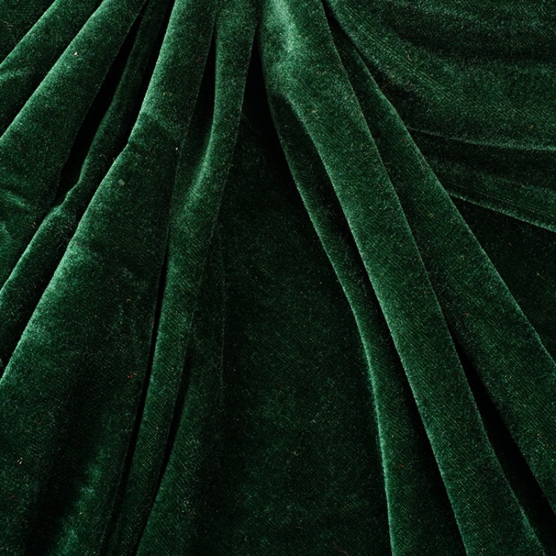 墨绿色金丝绒布料2米4米宽绒布背景布会议桌布窗帘布可代加工 4米宽