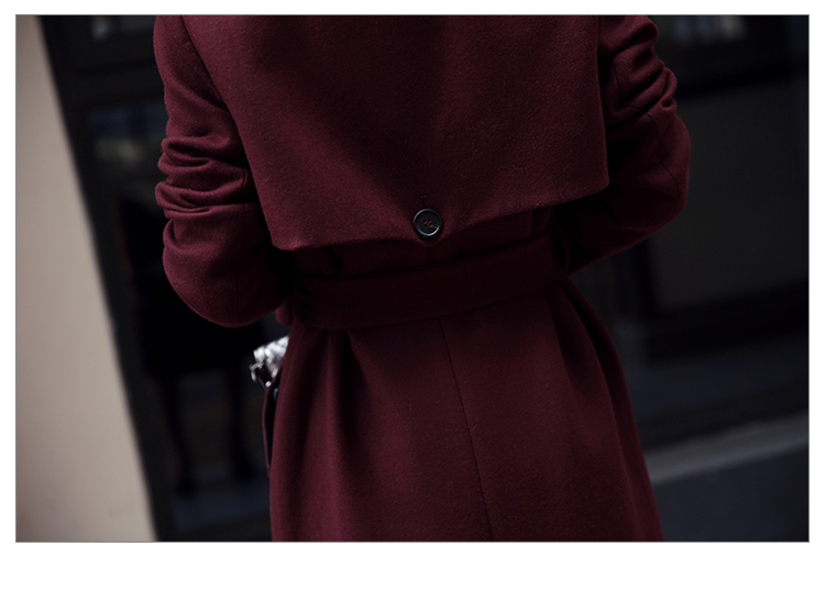广服 2015秋冬季新款毛呢大衣女中长款韩版毛呢外套女中长款加棉加厚显瘦修身呢大衣女冬82 黑色(加棉) M