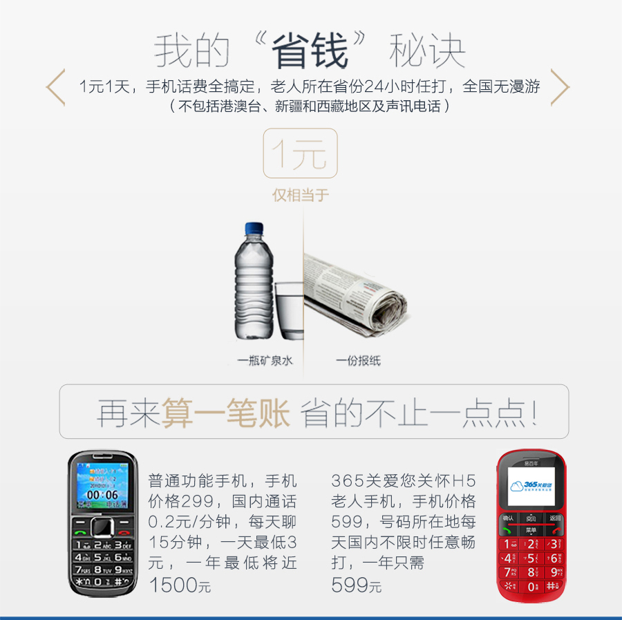 365关爱您 易百年Ez621老人手机 移动/联通2G 红+黑 手机+365服务无电话卡版