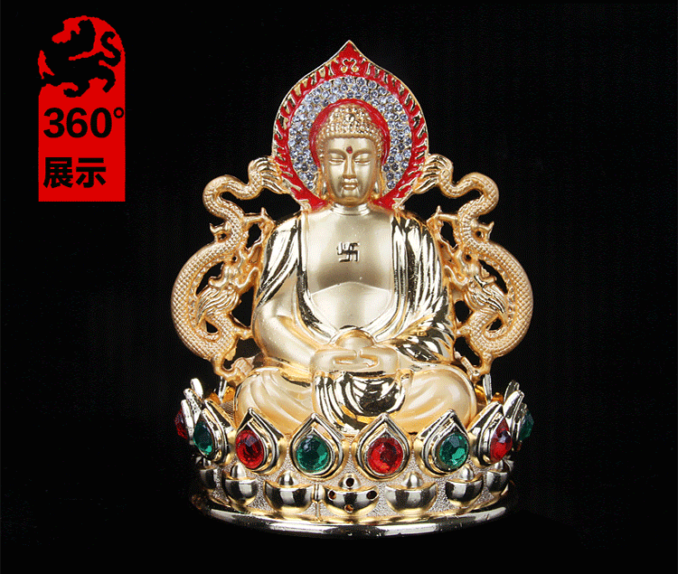 泰山天御阁 合金汽车摆件饰品 双面千手观音弥勒佛像