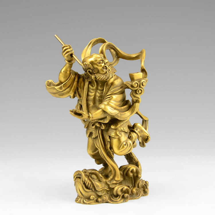 百纳源 魁星点斗独占鳌头工艺品铜魁星踢斗书房办公室装饰品T1629 黄铜色