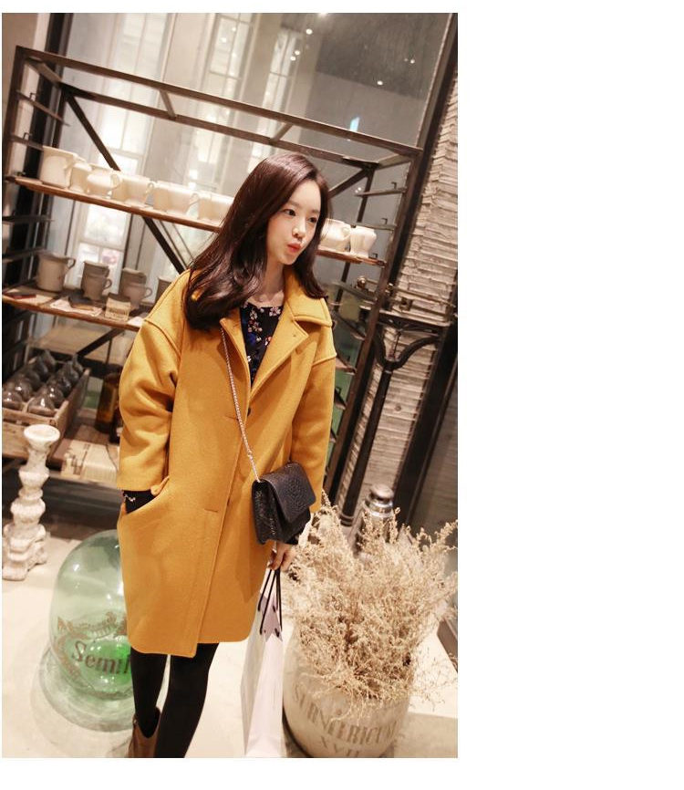 Iw 2015 autumn and winter new Korean loose minimalist lapel a wool coat female Sau San single row is long hair? large jacket turmeric yellow M picture, prices, brand platters! The elections are supplied in the national character of distribution, so action, buy now enjoy more preferential! As soon as possible.