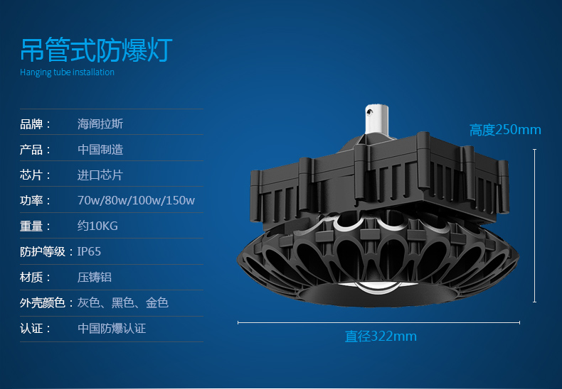 海阁拉斯 LED防爆灯 加油站厂房工矿投光泛光仓库车间照明灯具80W100W150W 80W支架式防爆灯 珠光银 暖白
