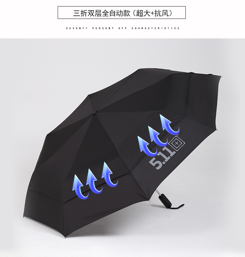 
                                        蓝雨伞折叠韩国超大号自动伞女双人511雨伞男长柄遮阳伞晴雨两用 折叠款双人-双层抗风                