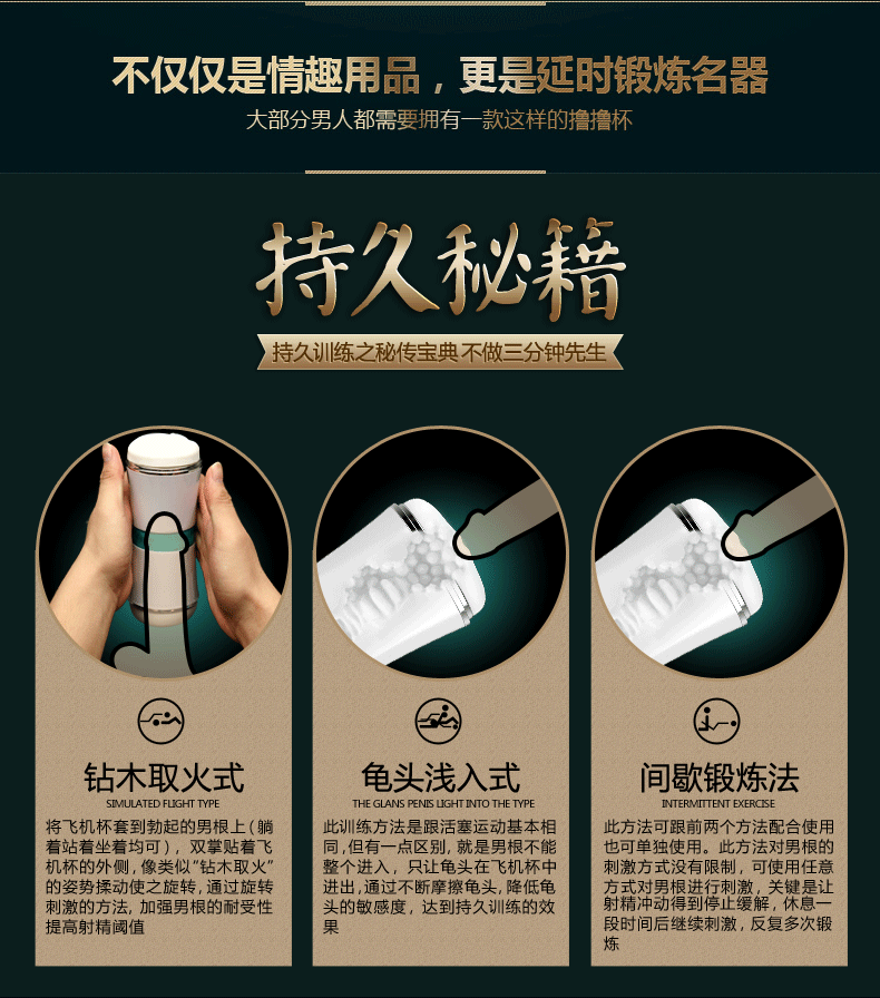 fox 小腰双穴健慰杯 双头男用自慰器飞机杯 阴臀倒模名器 成人情趣性