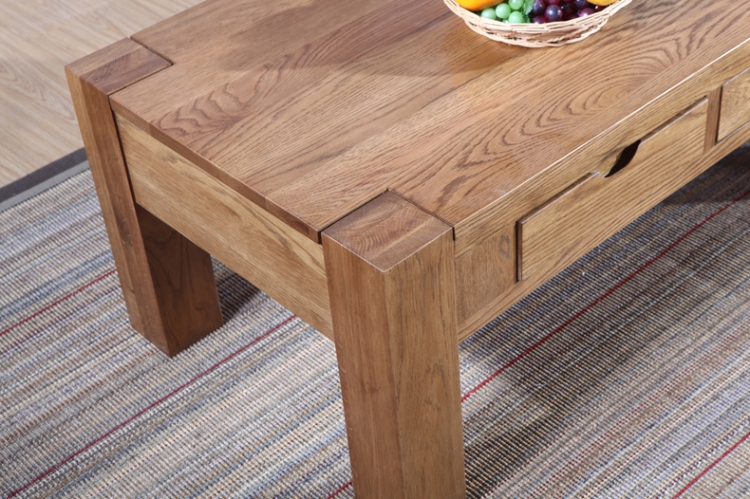 原林牧歌现代欧式纯实木家具美国白橡木四抽茶