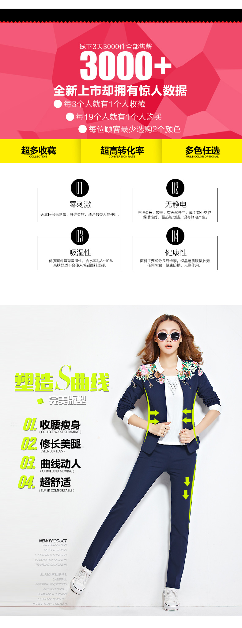苏嫚儿 2016春秋韩版显瘦女装小西服三件套修身运动时尚休闲卫衣套装 G3578 花灰色 XL