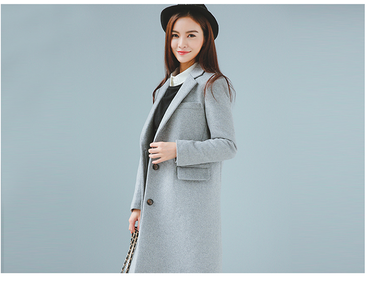 良衣尼朵2015冬季新款大衣女中长款韩版羊毛绒厚毛呢外套风衣女 驼色 M