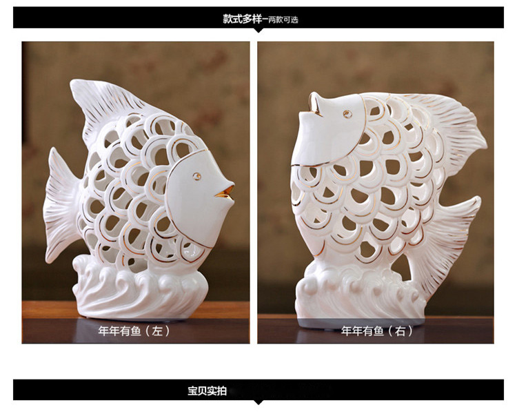 星扉 欧式创意情侣双鱼摆件 家居装饰品 陶瓷工艺品 创意结婚礼物新房摆件 年年有鱼一对