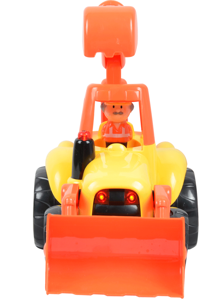 灯光音乐万向电动卡通工程推土机 仿真车模 儿童益智男孩玩具 黄色