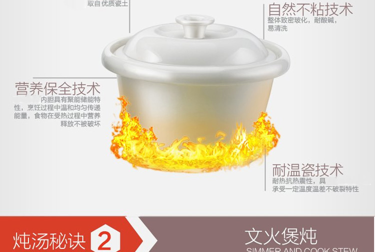 
                                        礼悦优  陶瓷电炖锅   迷你电炖盅 机械版煲汤煮粥锅 陶瓷盖2L                