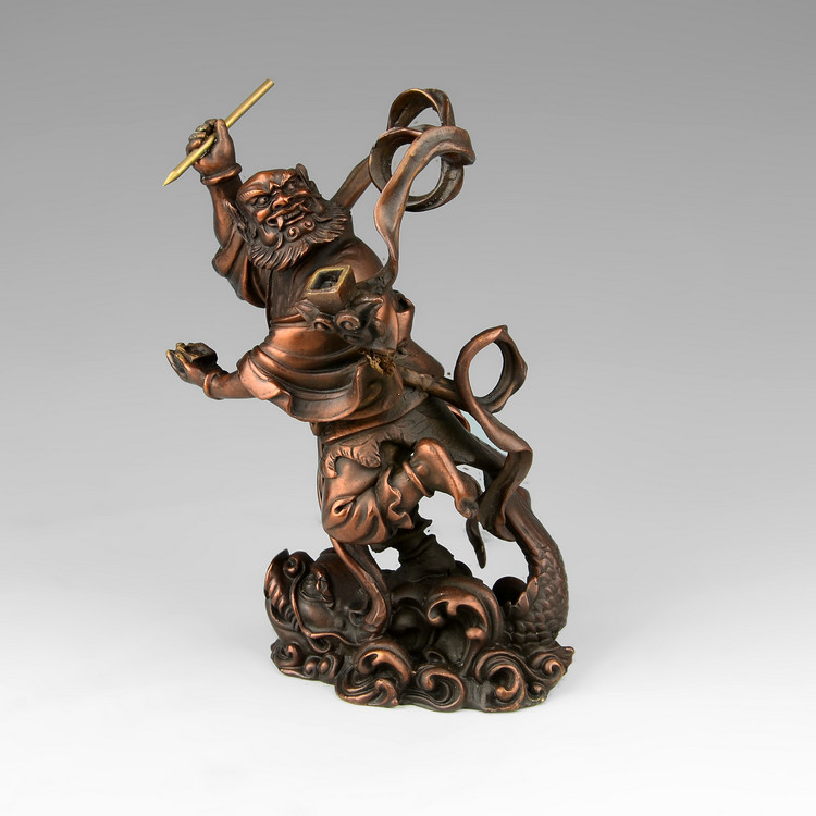 百纳源 魁星点斗独占鳌头工艺品铜魁星踢斗书房办公室装饰品T1629 黄铜色