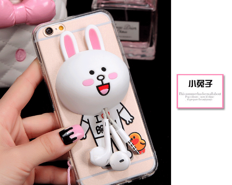 创意苹果6支架绕线器iphone6plus保护套5S可爱小熊软硅胶4.7手机壳潮礼物 骑车小熊 ip6 4.7