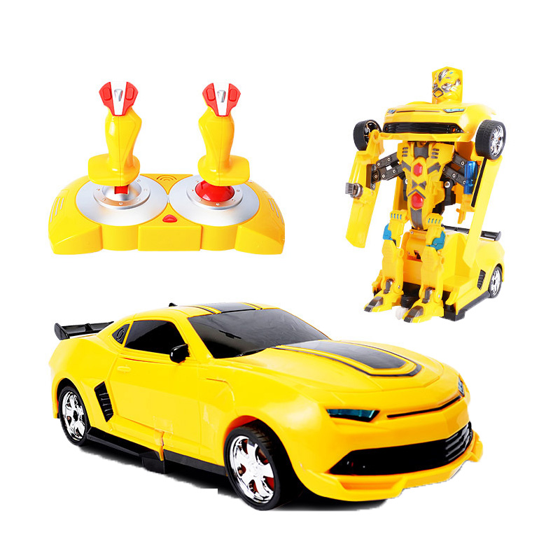 变形金刚遥控车对战机器人玩具变形车大黄蜂汽车 黄色