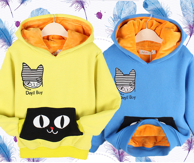 非常女孩 童装女童加绒加厚保暖卫衣 儿童帽衫