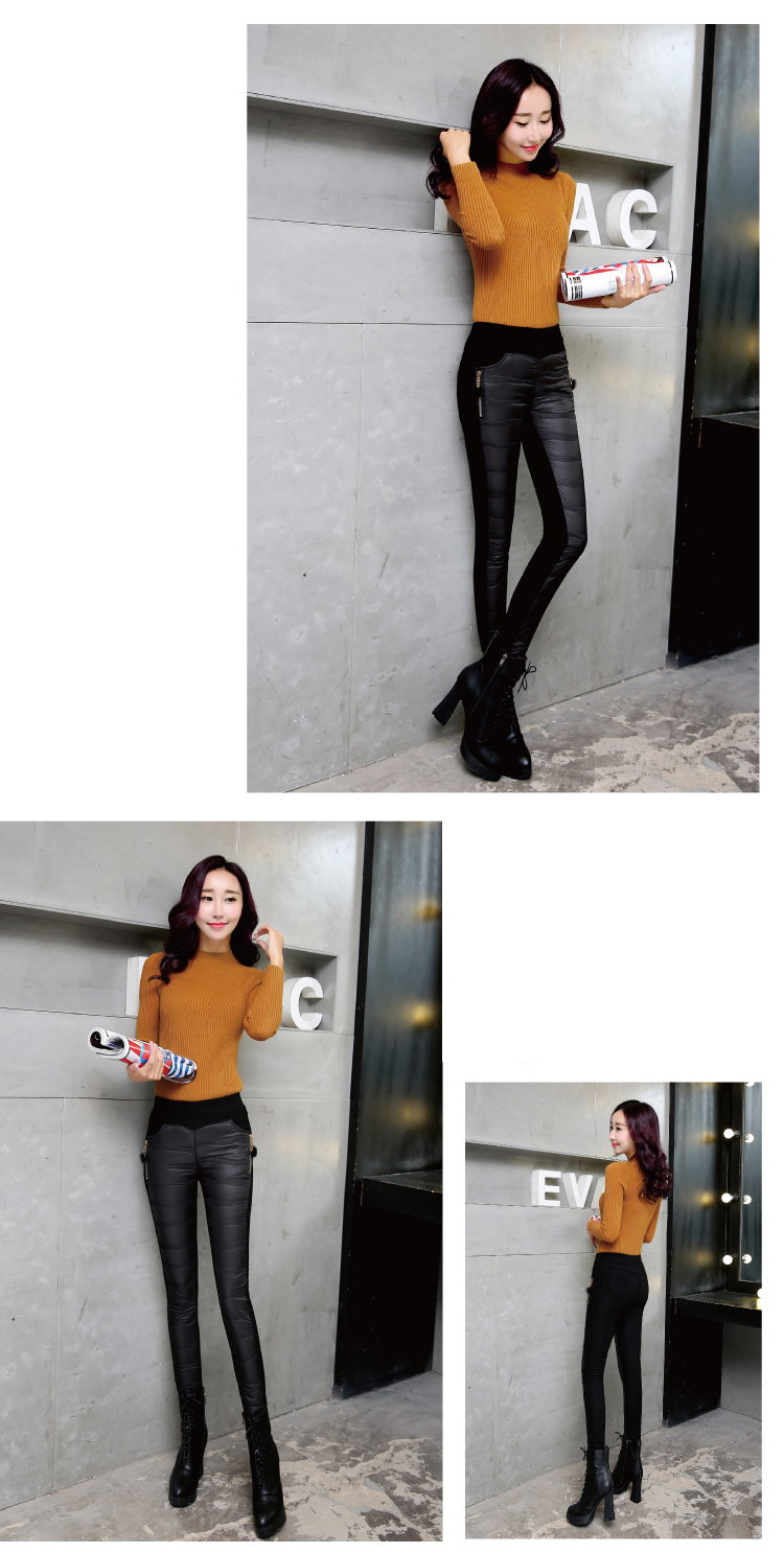 VLC 新款羽绒棉裤女装外穿棉裤加厚铅笔裤修身保暖裤小脚裤冬季显瘦长裤 黑色. XXL