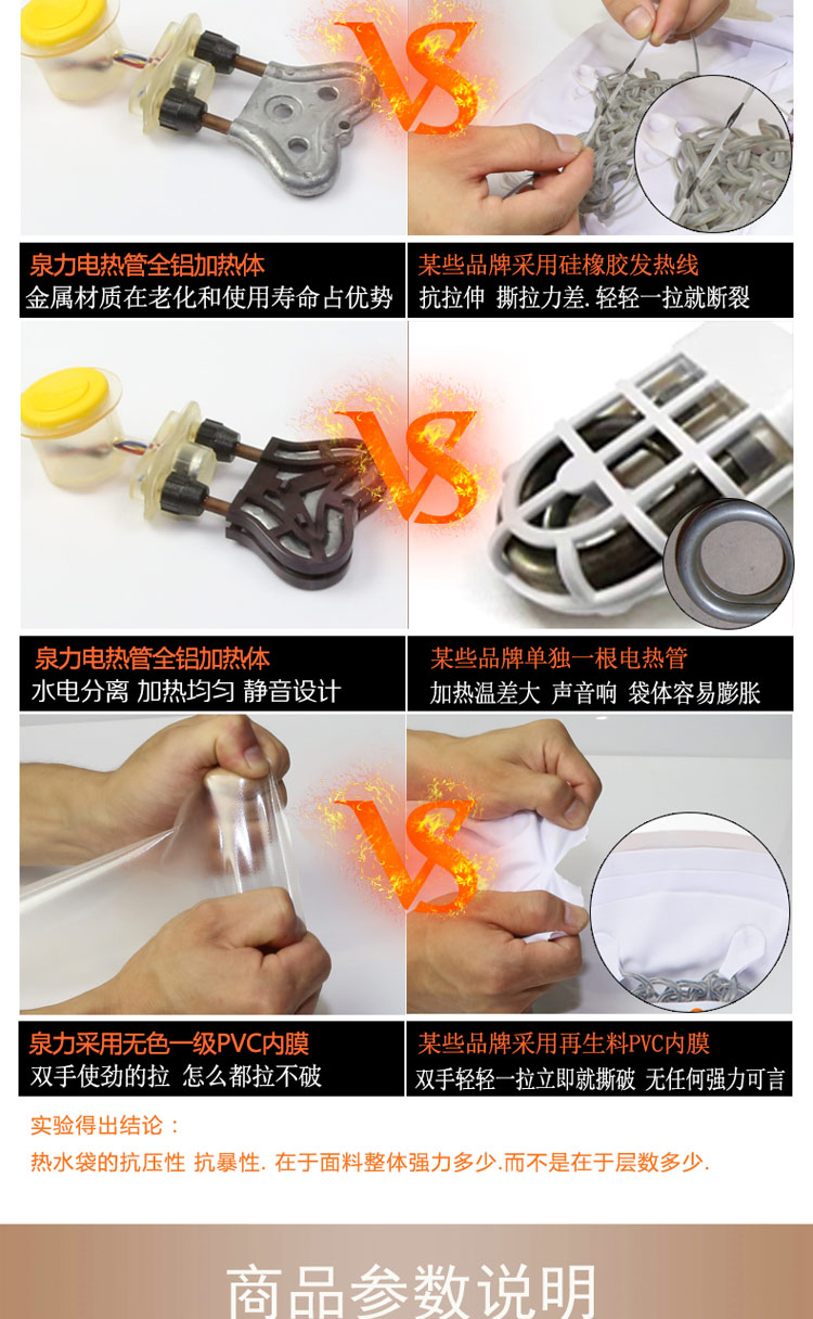 泉力 充电热水袋暖手宝电暖宝暖水袋电热宝 狮子