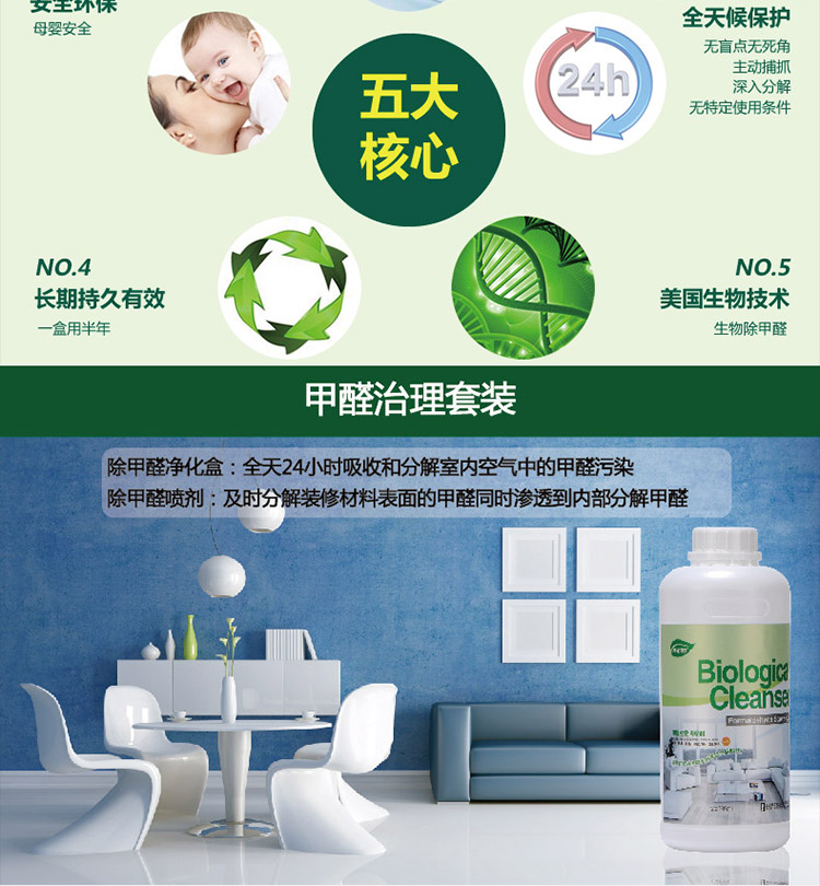 
                                        朗森清朗生物酶去除甲醛清除剂 家用型新房装修甲醛清除捕捉净化剂除味剂                